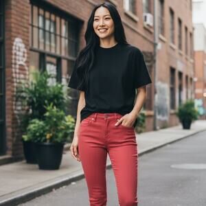 SEVEN - Hi-Rise Skinny Crop CORAL Size 4 Skin Fit Demin Jeans